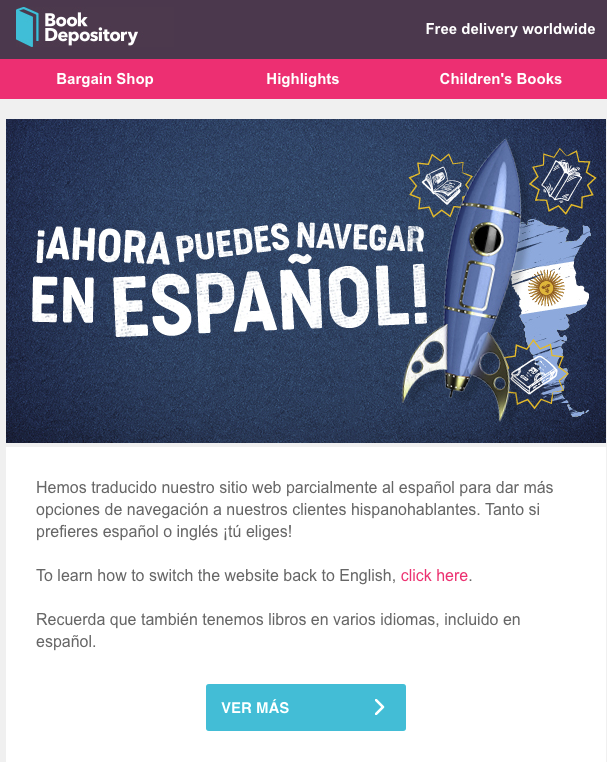 mail book depository ahora en español